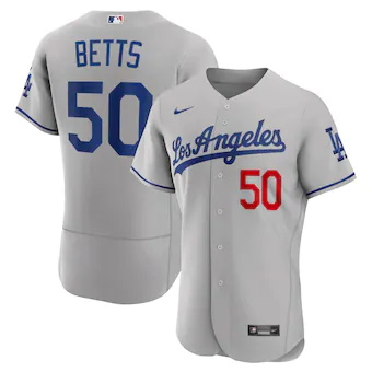 mens nike mookie betts gray los angeles dodgers away authen